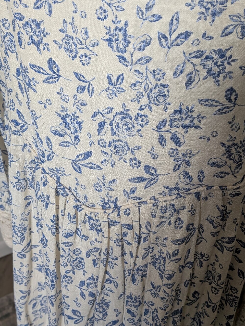 NWT Olivaceous Blue Floral Cotton Cottagecore Lace Midi Dress L - Picture 5 of 9